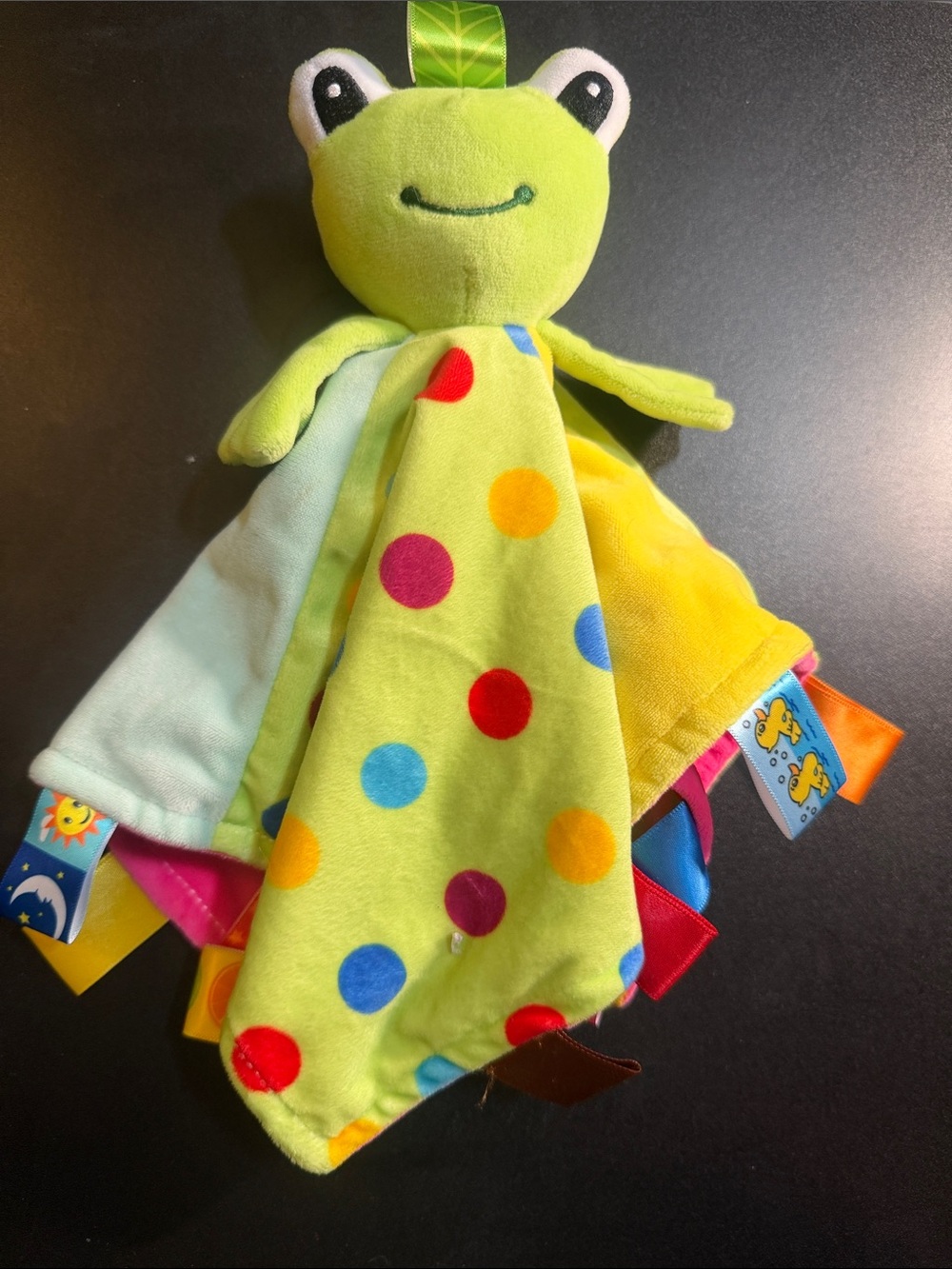 Plush Frog Tag Blanket Comforter - Green Polka Dot